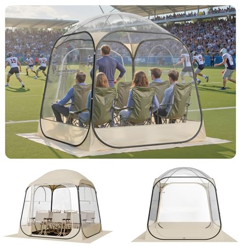 VEVOR Tente de Sport Transparente 183 x 183 cm Tente à Bulle Pop Up pour 2-4 Personnes, Abri d'Extérieur Vue Dégagée, avec Tapis de Sol, Couverture Supérieure, pour Événement Sportif, Pêche Plein Air