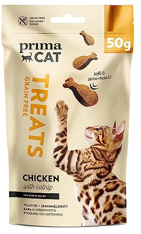 PrimaCat - Soft Chicken Flavoured Cat Treats with Catnip, 1 pack of 50g- Amazon Exclusive