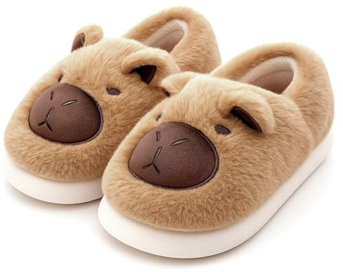 HENGBIRD Zapatillas Mujer Invierno Pantuflas de invierno para mujer – Pantuflas de felpa cálidas y cómodas con un diseño único de capibara, ideales para relajarse en casa, talla 36-37