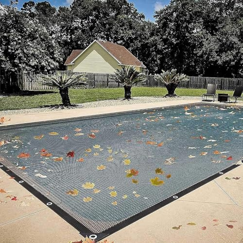 Rete Anti Foglie Piscina Maglia Fine, Copripiscina con Bordi Rinforzati, Protezione Annuale Foglie Detriti UV, Per Piscine Interrate Fuori Terra, Installazione Facile(3X5M)