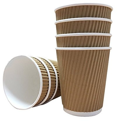 We Can Source It Ltd - 100 x 12oz Ripple Brown Kraft Paper Cups - Strong 3-PLY Disposable Insulated Coffee Cups - Leak-Proof Recyclable Drinking Cups for Hot Drinks, Tea, Coffee and Beverages