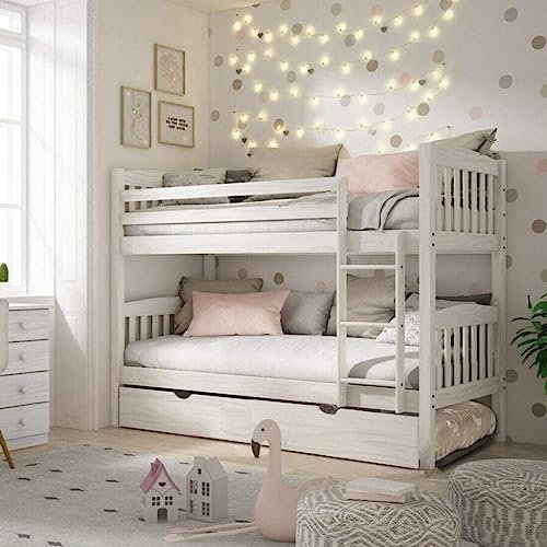 MUEBLESYA.COM-Litera Tres Camas Pino Blanco Lavado-Juvenil Triple-con Cama Nido
