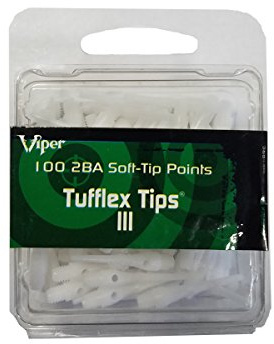 Viper Dart Accessory: Tufflex III 2BA Thread Replacement Soft Tip Dart Points, White, 100 Pack