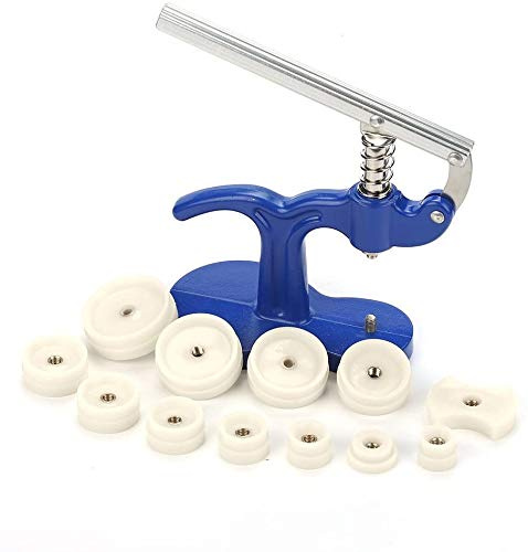 Watch Press Set, Watch Back Case Cover Press Closer Watchmaker Presser Repair Tool Watch Repair Tool Kit With 12 Fitting Dies, for Watch Repairing Battery Replacing Case Closer, Blue