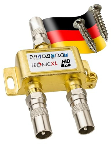 TronicXL 2-fack BK fördelare premium TV-kabel adapter antennfördelare kabel-TV DVBC zb för Unitymedia Splitter Unicable