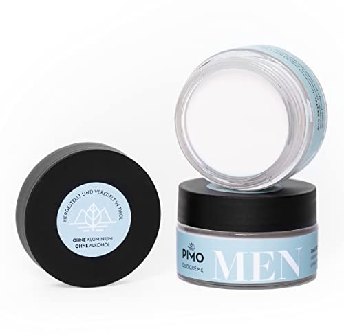 PIMO Deo Creme MEN - 24h Natürlicher Schutz - Vegan, Aluminiumfrei, Alkoholfrei - Mit Kakaobutter, Mandelöl & Sheabutter - 50ml Deocreme im umweltfreundlichen Glastiegel – Made in Österreich