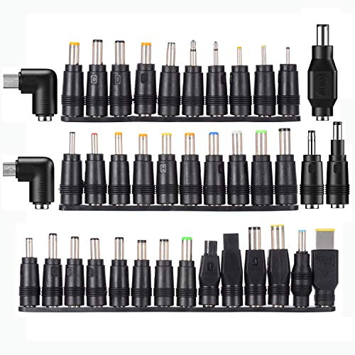 PChero 39pcs Kit di Alimentatori CC per Ingresso Universale per Notebook con Punte da 5,5 mm 2.1mm Alimentazione Compatibile per Lenovo, Toshiba, dell e la Maggior Parte dei Notebook