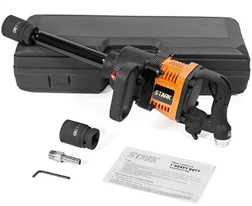 Stark USA 1 inch Heavy Duty Air Impact Wrench Gun Long Shank Pneumatic Truck (38mm & 41mm Socket) Impact Gun Heavy Duty Repairs and Maintenance with Carrying Case