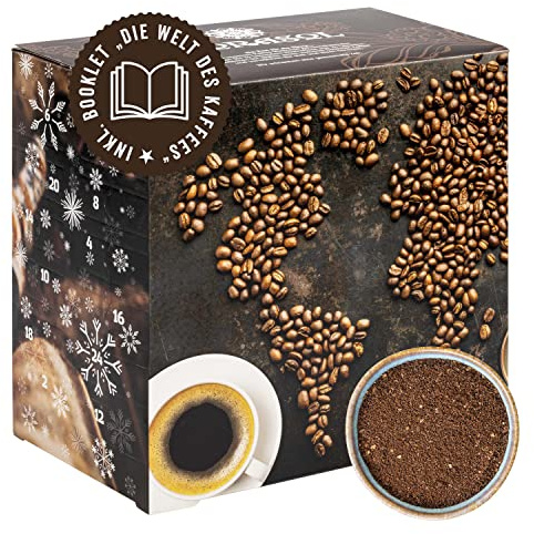 Corasol Premium Kaffee-Weltreise Adventskalender 2025 mit 24 Gourmet Röstkaffees aus 24 Ländern, inkl. Booklet, gemahlen für Filterkaffee (240 g)