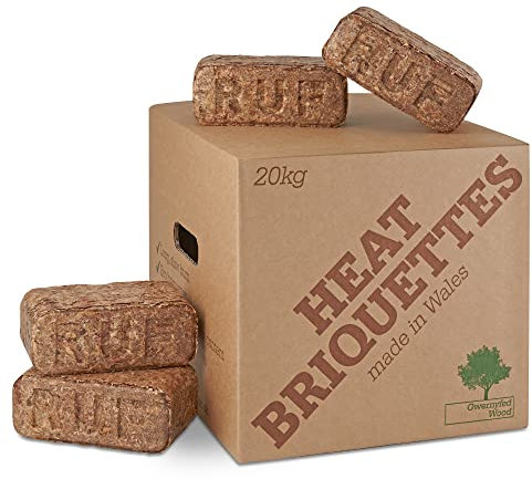 3 x 20KG Packs Eco Heat Logs Briquettes – (72 Briquettes) Wood burners & sSoves- Eco Friendly Compressed Wood Fire Bricks Made in Wales. Up to 3 Hr burn time