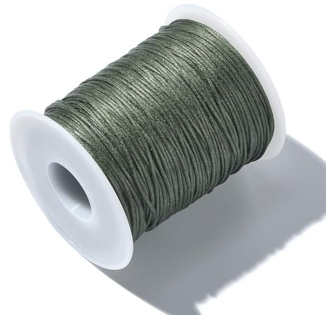 UR URLIFEHALL 100 Yards/90m x 1mm Dark Olive Greem Waxed Cotton Cord Macrame Waxed Beading Thread String for DIY Jewellery Beading Crafting