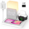 Cargador Inalámbrico,COLSUR 6 en 1 Estación de Carga Inductiva con 15W Lámpara de Mesa,Despertador para iPhone 16 Pro MAX/15/14/13/12,Airpods Pro,Samsung con Adaptador QC3.0