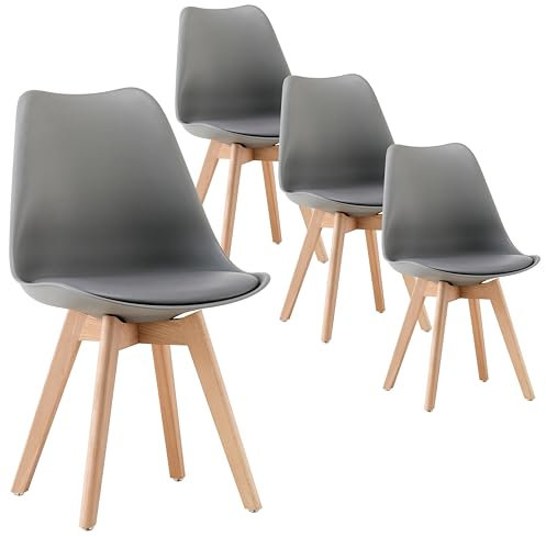 Deuline Esszimmerstühle Esszimmerstuhl 28mm stärke Massivholzbeine Polsterstuhl Stühle Oslo 4er-Set GRAU 521246