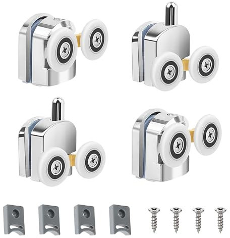 Duschtürrollen Ersatzset,23 mm Durchmesser Duschtür Rollen Ersatzteile,Duschkabinen Ersatzteile,Passend für Glas 4-6 mm,Duschtür Rollen für Reibungsloses Duschvergnügen(2Obere&2untere Rollen) (23 mm)