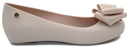 Womens Ladies Flat Peeptoe Casual Office Jelly Bow Slip ON Shoes Ballerina Pumps (Nude, UK Footwear Size System, Adult, Women, Numeric, Medium, 7)