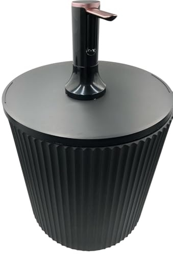 Generic Water Jug Side Table Modern Accent Dispenser Weather Resistant Durable Stone 21 inch Black, BLK21