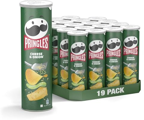 Pringles Cheese & Onion (19 x 165 g) – der unwiderstehliche Snack-Klassiker in der praktischen Dose – knackige Chips mit Käse und Zwiebel-Geschmack – Pop. Play. Eat.