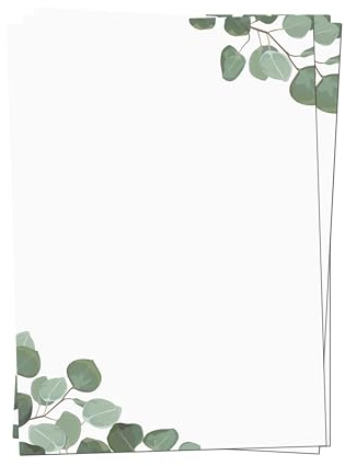 Presentou 50 x brevpapper tryckt på båda sidor 120 gram papper | motivpapper certifikat meny kärleksbrev (eukalyptus, 50 ark)