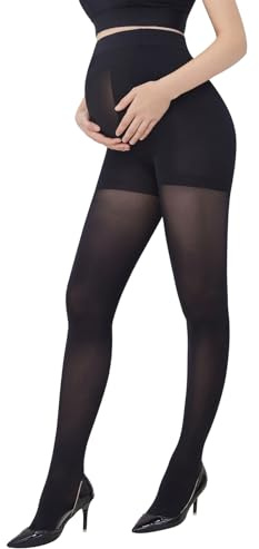 COLOMI Umstandsstrumpfhosen Damen Undurchsichtig Schwangerschaft Strumpfhosen 80 DEN Mutterschaft Leggings (DE/NL/SE/PL, Alphanumerisch, XL, Regular, Regular, Black)