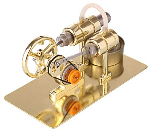 CreativeBlocker Stirlingmotor - Kit de construcción para adultos - Mini motor Stirling de metal, funciona con lámparas de alcohol, modelo de máquina de vapor de aire caliente, caja de experimentos,