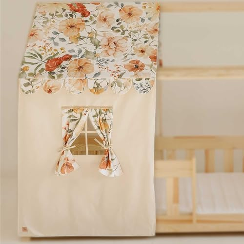 Moi Mili Tenda a baldacchino in tessuto, 350 x 100 cm, a forma di casa, con finestra per letto, decorazione per letto dei bambini