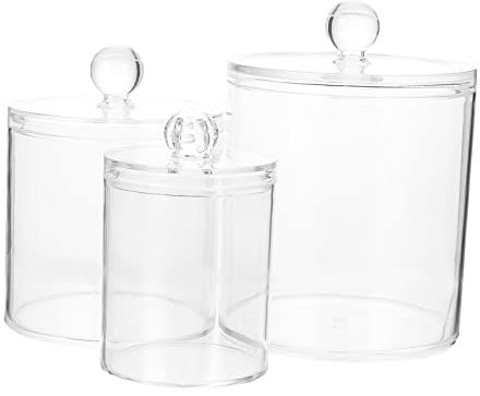 FONDOTIN 3piezas Frascos De Boticario Para Baño Organizador De Maquillaje Frascos Para Hisopos De Algodón Para Almacenamiento Tocador o Baño
