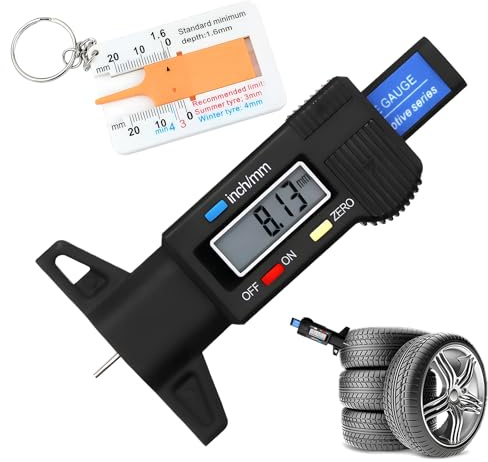 2 pcs Digital Medidor De Profundidad de los Neumáticos LCD 0-25mm profundidad portátil Neumáticos Neumaticos Desgaste Disco Profundidad Medidor para Coches, Furgonetas, Camiones y Motocicleta