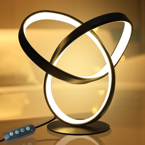 Table Lamp, 3 Colour 5 Brightness levels, Dimmable LED Dedside Lamps, Suitable for Bedrooms Living rooms Dining rooms, Art Desk Lamp, Bedside Lamp Creative Gifts(USB + UK Plug + Night Light Button)