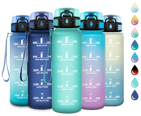 KollyKolla Gourde Enfant 500ml, Bouteille d'eau de Motivation avec Marqueur de Temps, Étanche et, Gourde avec Filtre, Bouteille pour l'école, Sport, Bureau, Yoga, Camping