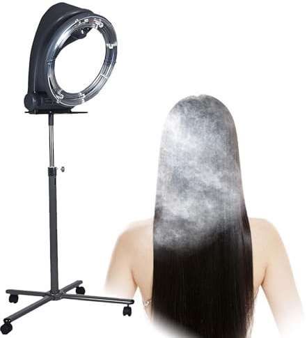 PPLDABNK Asciugacapelli Professionale Con Casco E Supporto, Tutto in Uno Per Condizionamento Profondo, Permanente E Asciugatura | Temperatura E Altezza Regolabili,Black