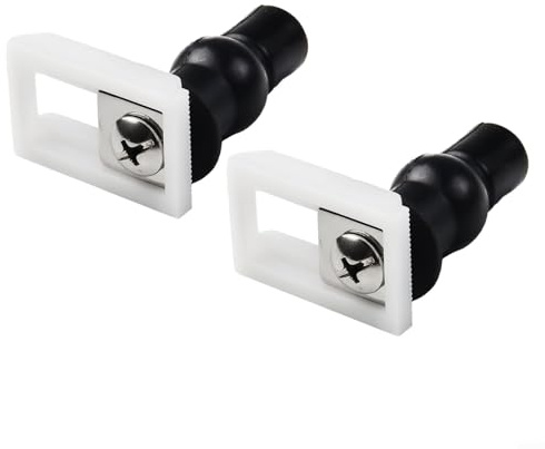 Eawfgtuw Paquete de 2 tornillos de bisagra de plástico para asiento de inodoro con pernos de expansión de goma, kit de fijación de liberación rápida para un montaje seguro y para una fácil instalación