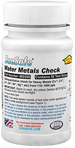 ITS Europe Water Metals Check Testing Kit for Iron, Copper, Cobalt, Zinc, Cadmium, Nickel, Lead, Mercury 480309 (50 Test Strips)