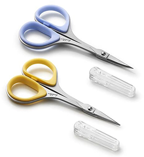 Beaditive näh- und stickscheren set (2 stk.) curved, scharf, stainless-steel design | präzisions-tipps, ergonomischer gummihandgriff-griff | klein, kompakt diy nutzung (Extra Scharf)