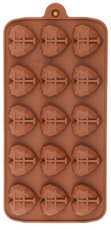Selecto Bake Lot de 1 moule à dessert en silicone au chocolat 15 cavités 3D en forme de cœur en forme de diamant