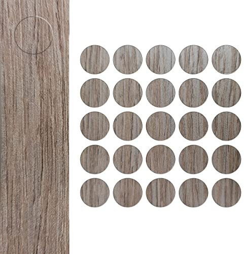 DecoMeister Selbstklebende Abdeckkappen für Möbel Möbelpflaster Aufkleber Klebepunkte Bohrloch Abdeckung Schraubenabdeckung Ø 14mm Durchmesser à 25 Stück Silber Wenge
