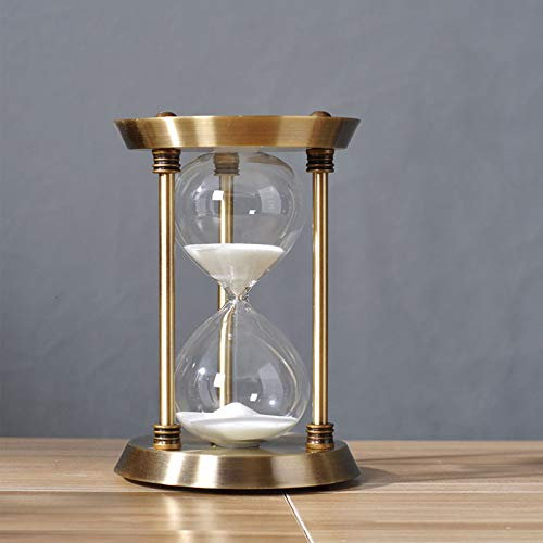 Sandklocka,Kreativ gåva, Tidshanteringsassistent,Hantverk,Glasdekoration,Metal Mässing Timglas Sandklocka Timers1 3 5 10 15-30MinuteGlass Sandglasklocka Unikt kreativt minnesmärke (färg)r: Wit Storlek