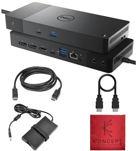 WD22TB4 Dell Thunderbolt 4 Dock 40Gbps USB-C/USB-A 1 Year Warranty - Docking Station with 180W, HDMI, DisplayPort Cables & Cleaning Cloth – Supports Dual/Triple Monitors & 4K Displays