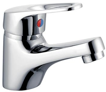 Robinet de lavabo DURO à levier unique avec régulateur d'air innovant, aspect élégant et moderne, debout, débit d'eau de classe A, accent sur la qualité et l'hygiène, avec bec fixe