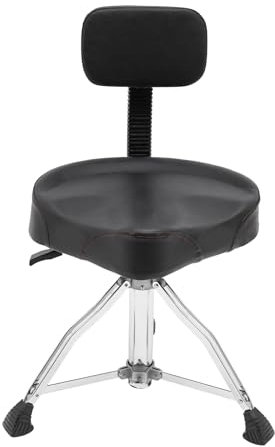 Dekltus Sgabello a rotelle regolabile in altezza (45 – 60 cm), con schienale, girevole a 360°, per uffici, sale di pianoforte, studio, studio, studio, concerti, colore nero