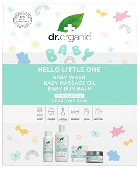 Dr Organic Baby Gift Set with Organic Calendula, Baby Wash, Bum Balm & Massage Oil, Soothing Regime, Newborn Essentials, Calming, Natural, Vegan, Cruelty-Free, Paraben & SLS-Free, Organic