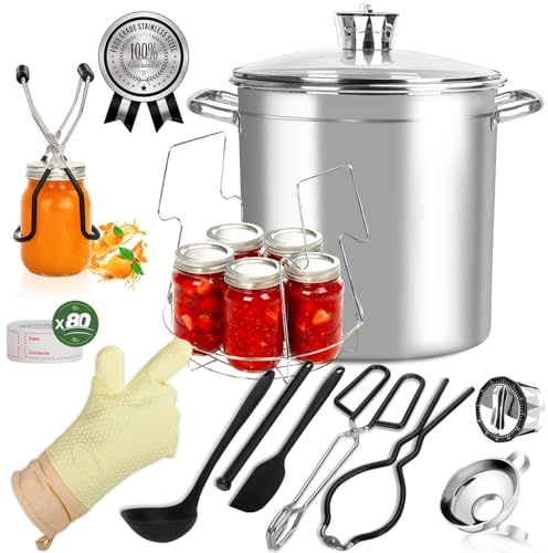 GraceKit Stainless Steel Water Bath Canning Kit, 21.5 Quart Canning Pot with Rack and Lid, Starter Set for Beginners, Works on Induction,Gas,Electric Stoves