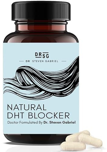 Dr. Steven Gabriel Natural DHT Blocker - Doctor-Formulated Hair Growth Supplements for Thicker, Fuller-Looking Hair, Saw Palmetto, Stinging Nettle, Pygeum Bark, Pumpkin Seed Oil Capsules (60 Caps)