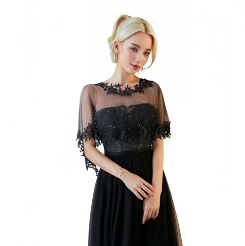 Proumhang Dam Bröllop Chiffong Sjalar & Wraps – Brudslöja Cape för Brudtärnor,Studentbal och Fester Elegant Chiffon Stola,Halsduk och Capes Perfekt Festaccessoar En storlek