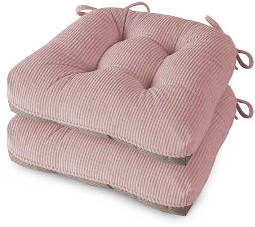 MineCozy Seat Cushions for Dining Chairs Set of 2, 46X42X8cm, Light Pink