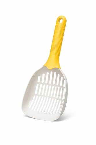 loveviu Pala Arenero Gatos Plastico, 28cms Ligera y Duradera, Mango Ergonomico Curvado, Compatible Arena Aglomerante Silice y Pellets, Herramienta Limpieza Caja Arena Gatos Sin Olores