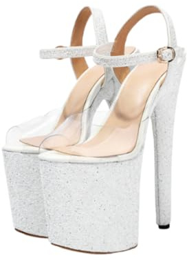 Sandales Mules Transparentes à Plateforme et Talons Hauts pour Femmes