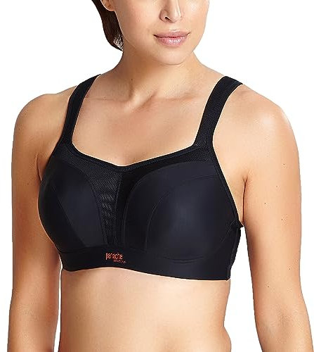 panache Women's Full Cup Plain Sports Bra, Black, Size: 30G