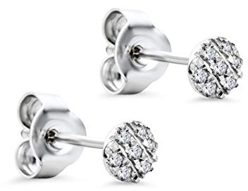 Pendientes Orovi con diamantes, para mujer, de oro blanco de 9 quilates (375) y diamantes de 0,05 quilates