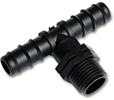 Bradas 7362 - Pieza en T con rosca exterior de 1/2 pulgadas para tubos de goteo de PE con conector de manguera de 16 mm
