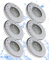 Trango 6er Set IP65 LED Einbaustrahler 6729IP65-068MO aus Edelstahl poliert inkl. 6x 5 Watt 3000K warmweiß Ultra Flach LED Modul für Bad, Dusche, Einbauspots, Deckenstrahler, Deckenlampe Badleuchte